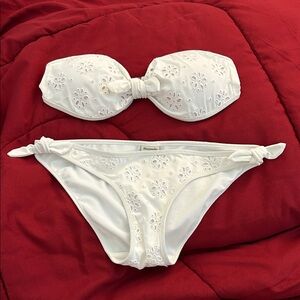 Abercrombie & Fitch White Eyelet Bandeau Bikini